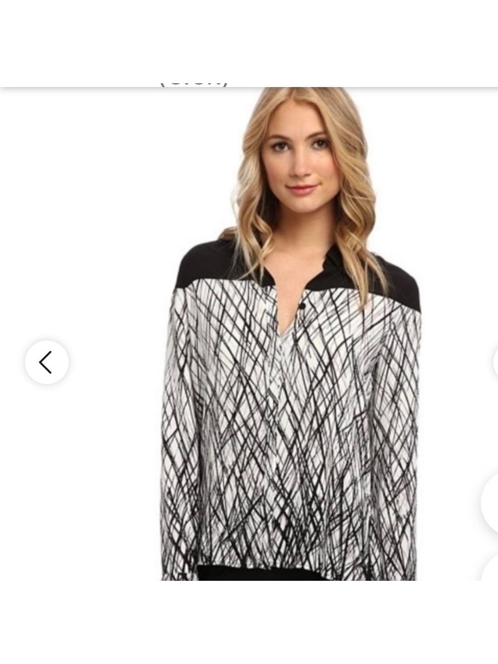 BCBGMAXAZRIA Black White Gray Abstract Print Blouse XXS